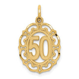 14k gold oval pendant with #50 design from Solomon Jewelers, featuring a polished gold finish and elegant craftsmanship.