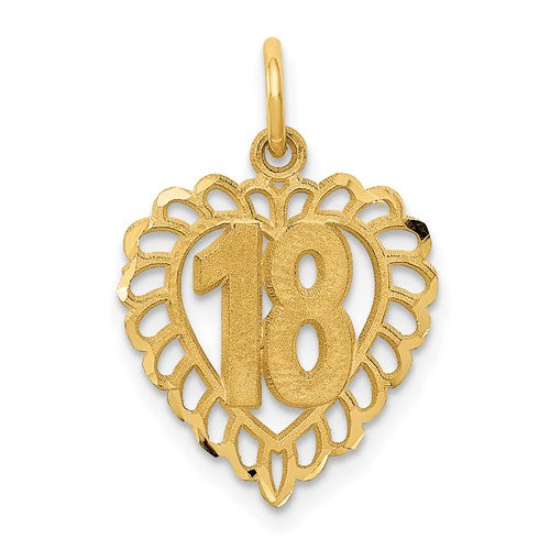 14k gold heart charm pendant from Solomon Jewelers, featuring a delicate and detailed design, perfect for jewelry accessories.