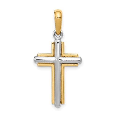 14k-two-tone-cross-pendant-SolomonJeweler-Wichita-KS-CustomJewelry