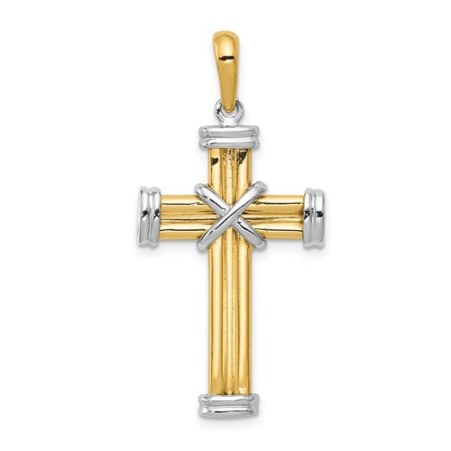 14k-two-tone-latin-cross-pendant-SolomonJeweler-Wichita-KS-CustomJewelry