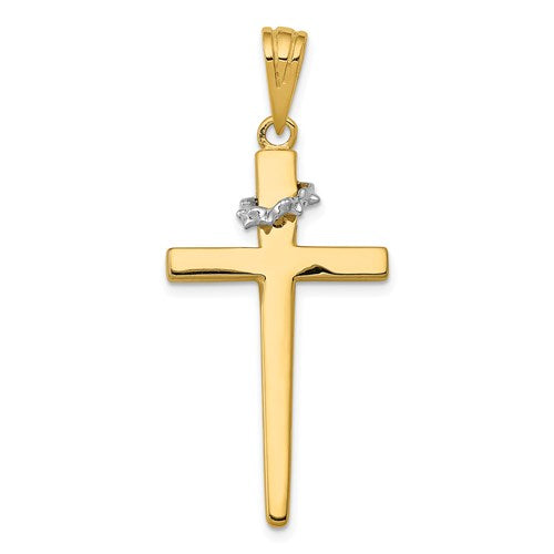 14k-two-tone-cross-w-crown-of-thorns-pendant-SolomonJeweler-Wichita-KS-CustomJewelry