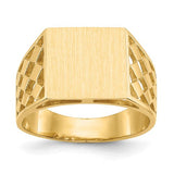 14k open back men's signet ring with 12.5x12.0mm face, crafted in jewelry style by Solomon Jewelers.