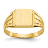 14k gold open back signet ring with 9.0x8.0mm face, showcasing a classic jewelry design on a plain background