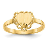 14k gold open back heart signet ring with 7.0x6.5mm design, showcasing fine jewelry craftsmanship.