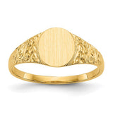 14k gold closed back signet ring with 7.0x8.0mm face, featuring a classic jewelry ring design from Solomon Jewelers
