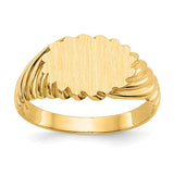 14k gold open back signet ring with 10.0x7.5mm face, featuring a classic jewelry ring design by Solomon Jewelers.