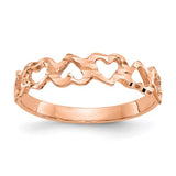14K rose gold heart ring from Solomon Jewelers, featuring a delicate heart-shaped design and polished finish.