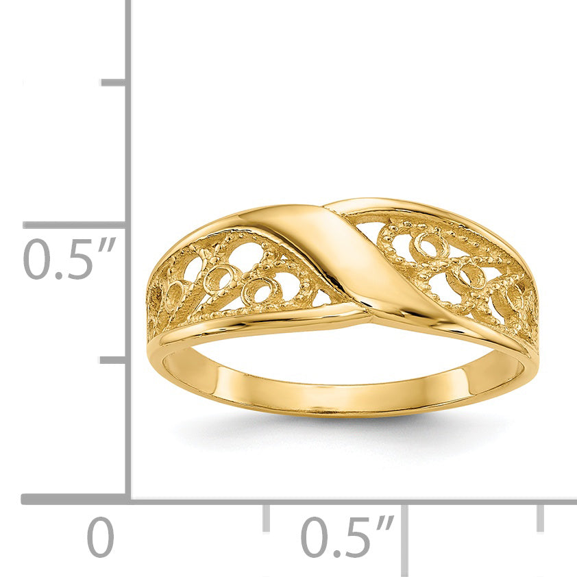 14k Polished Filigree Ring - Solomon Jewelers