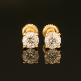 1 Carat Diamond Stud Earrings 14K Rose/Pink Gold with Secure Screw Backs