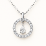 1/4 Ct T.W. Diamond Circle Necklace with Dangling Center Stone in 14k Gold - Solomon Jewelers