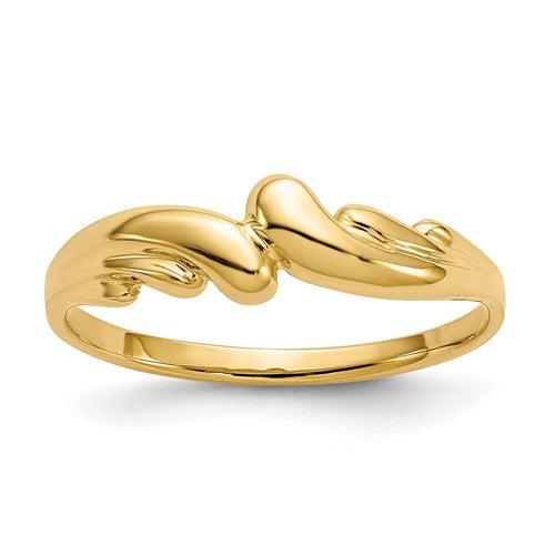 14k polished swirl dome ring from Solomon Jewelers, showcasing a smooth, rounded band with elegant swirl design.
