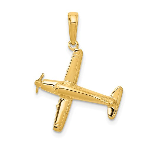14k-3-d-low-wing-airplane-pendant-SolomonJeweler-Wichita-KS-CustomJewelry