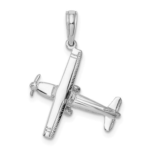 14k-white-gold-3-d-high-wing-airplane-charm-SolomonJeweler-Wichita-KS-CustomJewelry