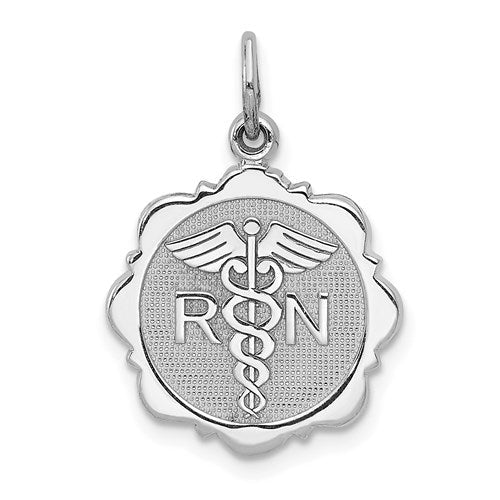 14k-white-gold-rn-registered-nurse-disc-charm-SolomonJeweler-Wichita-KS-CustomJewelry