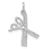 14k-white-gold-satin-diamond-cut-comb-and-scissors-charm-SolomonJeweler-Wichita-KS-CustomJewelry