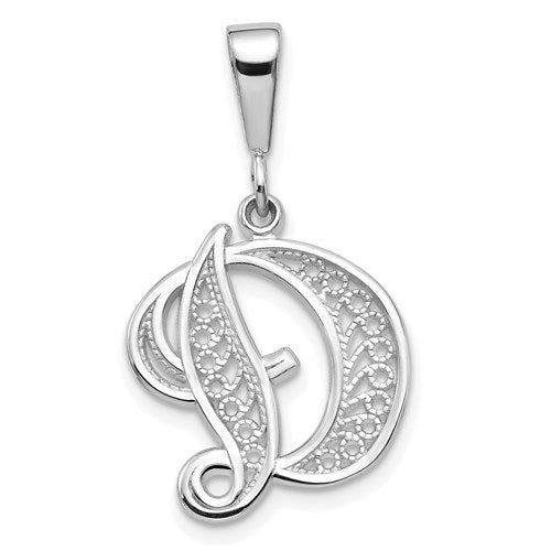 14kw-white-gold-solid-polished-script-filigree-letter-d-initial-pendant-SolomonJeweler-Wichita-KS-CustomJewelry