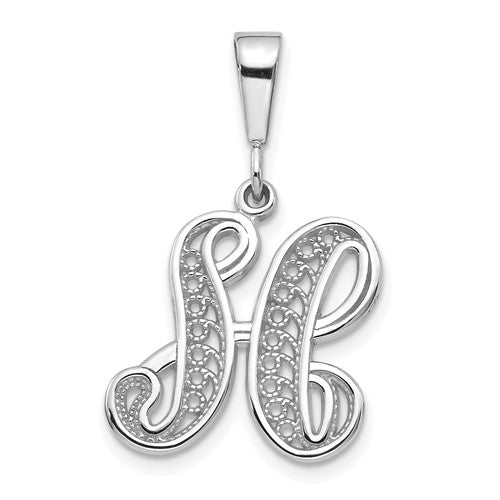 14kw-white-gold-solid-polished-script-filigree-letter-h-initial-pendant-SolomonJeweler-Wichita-KS-CustomJewelry