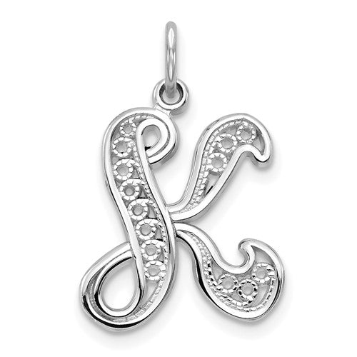 14kw-white-gold-solid-polished-script-filigree-letter-k-initial-pendant-SolomonJeweler-Wichita-KS-CustomJewelry