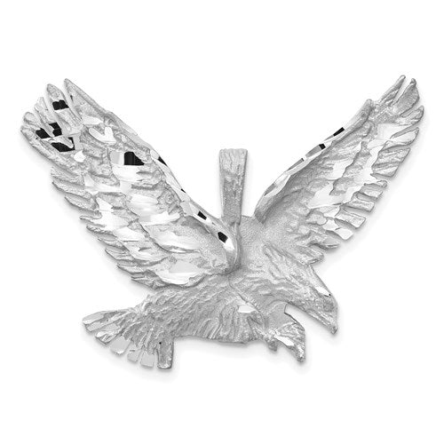 14k-white-gold-polished-diamond-cut-eagle-pendant-SolomonJeweler-Wichita-KS-CustomJewelry
