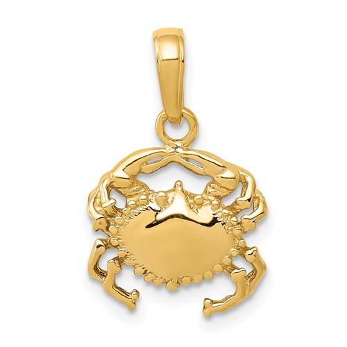 14k-solid-polished-open-backed-crab-pendant-SolomonJeweler-Wichita-KS-CustomJewelry