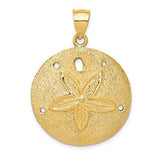 14k-solid-polished-laser-cut-sand-dollar-pendant-SolomonJeweler-Wichita-KS-CustomJewelry