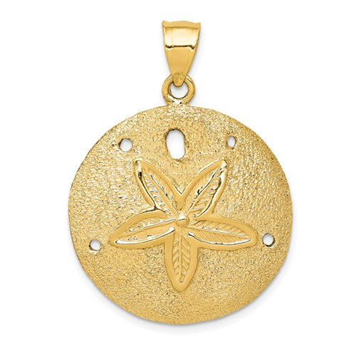 14k-solid-polished-laser-cut-sand-dollar-pendant-SolomonJeweler-Wichita-KS-CustomJewelry