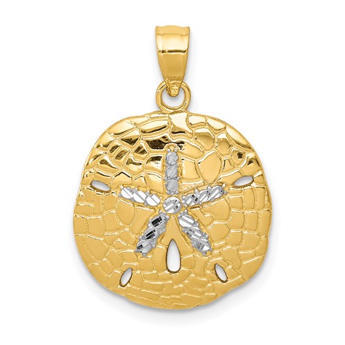 14k-with-white-rhodium-polished-diamond-cut-sand-dollar-pendant-SolomonJeweler-Wichita-KS-CustomJewelry