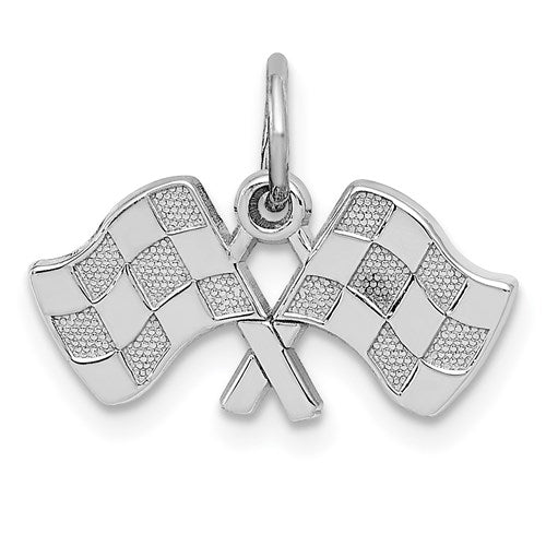 14k-white-gold-polished-checkered-flags-charm-SolomonJeweler-Wichita-KS-CustomJewelry