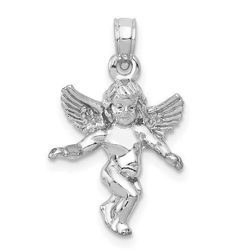 14k-3d-white-gold-polished-solid-angel-pendant-SolomonJeweler-Wichita-KS-CustomJewelry