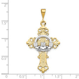 14Karat Two-Tone Claddagh Cross Pendant