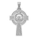 14k-white-gold-celtic-claddagh-cross-pendant-SolomonJeweler-Wichita-KS-CustomJewelry