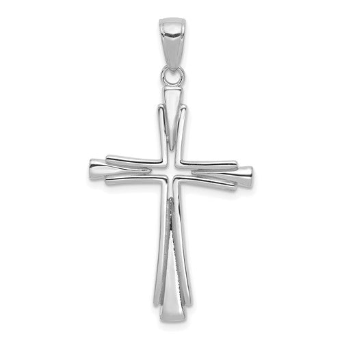 14k-white-gold-polished-solid-cross-pendant-SolomonJeweler-Wichita-KS-CustomJewelry