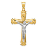 14k-polished-two-tone-crucifix-pendant-SolomonJeweler-Wichita-KS-CustomJewelry
