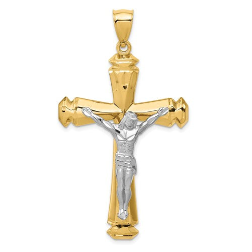 14k-polished-two-tone-crucifix-pendant-SolomonJeweler-Wichita-KS-CustomJewelry
