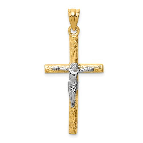 14k-two-tone-crucifix-pendant-SolomonJeweler-Wichita-KS-CustomJewelry