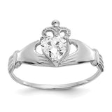 14k-white-gold-cz-april-birthstone-claddagh-heart-ring-SolomonJeweler-Wichita-KS-CustomJewelry