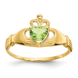 14k-cz-august-birthstone-claddagh-heart-ring-SolomonJeweler-Wichita-KS-CustomJewelry