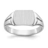 14k white gold signet ring with 10.5x8.0mm closed back, crafted by Solomon Jewelers, displayed on a white background.