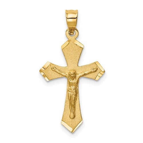14k-satin-diamond-cut-crucifix-charm-SolomonJeweler-Wichita-KS-CustomJewelry