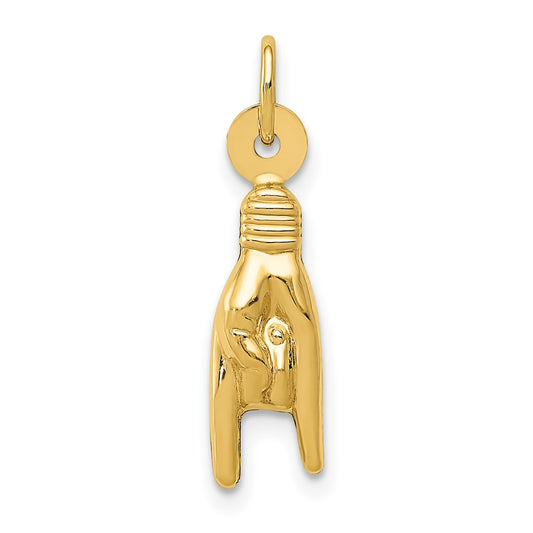 14K 3D Rock On Sign Charm - Solomon Jewelers
