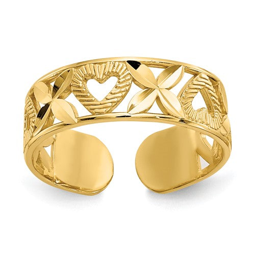 14k-diamond-cut-x-heart-toe-ring-SolomonJeweler-Wichita-KS-CustomJewelry