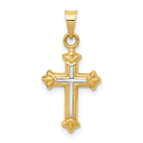 14k-w-rhodium-hollow-cross-charm-SolomonJeweler-Wichita-KS-CustomJewelry