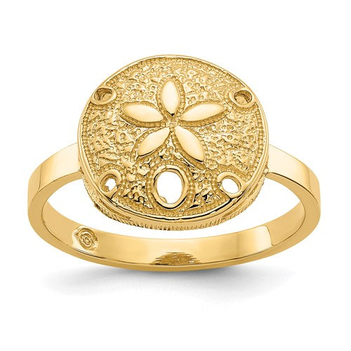 14k-polished-sand-dollar-ring-SolomonJeweler-Wichita-KS-CustomJewelry