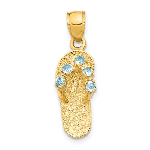 14k-3d-march-cz-birthstone-flip-flop-pendant-SolomonJeweler-Wichita-KS-CustomJewelry