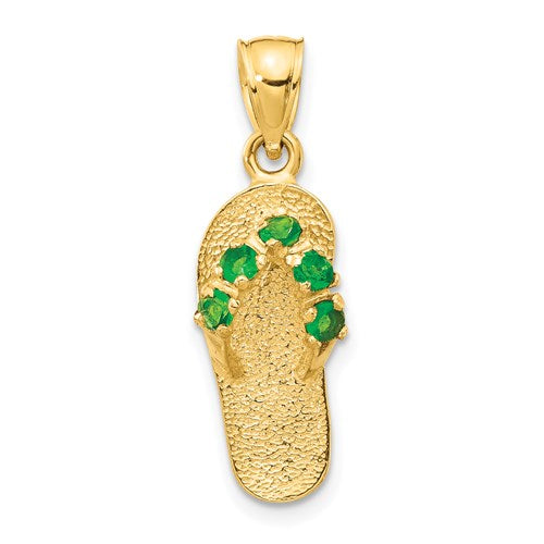 14k-3d-may-cz-birthstone-flip-flop-pendant-SolomonJeweler-Wichita-KS-CustomJewelry