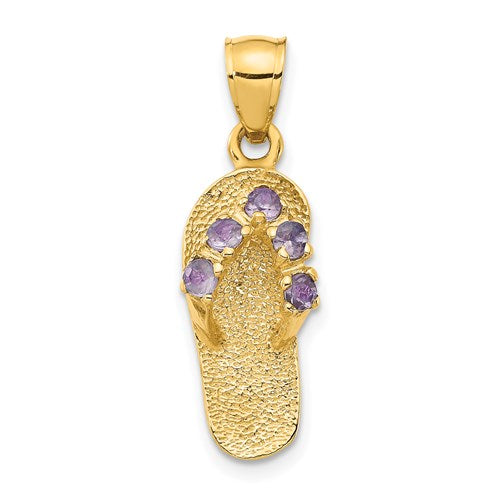 14k-3d-june-cz-birthstone-flip-flop-pendant-SolomonJeweler-Wichita-KS-CustomJewelry