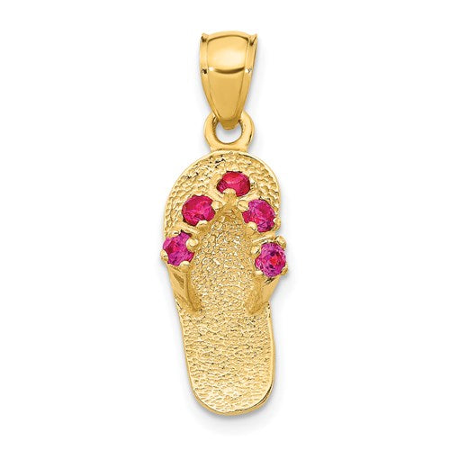 14k-3d-july-cz-birthstone-flip-flop-pendant-SolomonJeweler-Wichita-KS-CustomJewelry