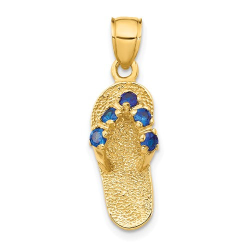 14k-3d-september-cz-birthstone-flip-flop-pendant-SolomonJeweler-Wichita-KS-CustomJewelry