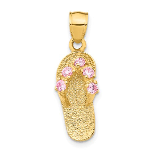 14k-3d-october-cz-birthstone-flip-flop-pendant-SolomonJeweler-Wichita-KS-CustomJewelry