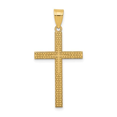 14k-diamond-cut-latin-cross-pendant-SolomonJeweler-Wichita-KS-CustomJewelry